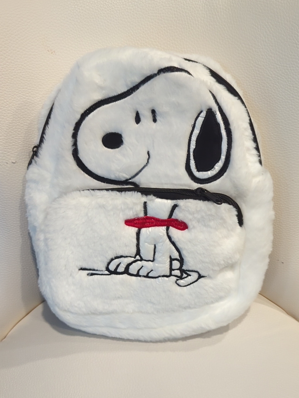 Snoopy Plush White Furry Backpack